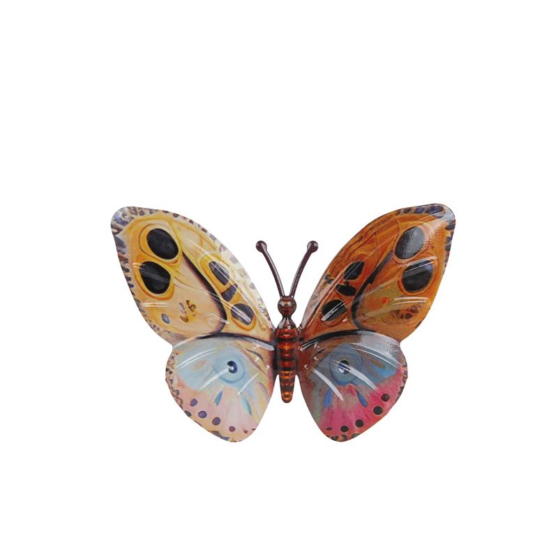 Wandversiering Vlinder Monarch S Multicolor Metaal 24x17x4cm