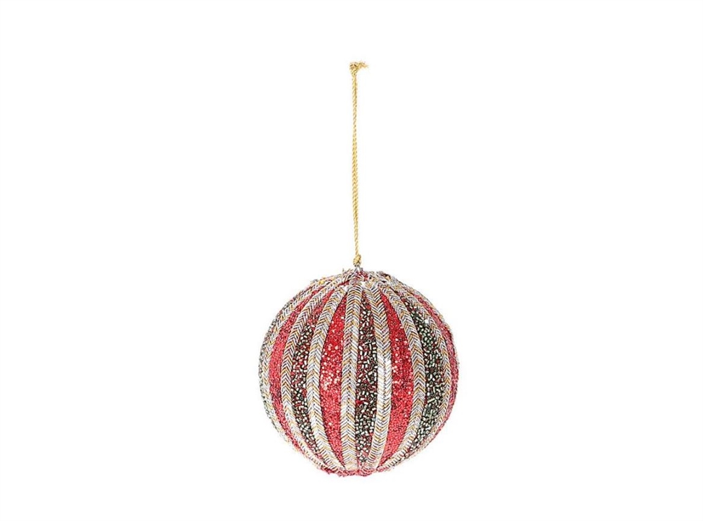 HBX Natural Living Kerstbal Noblee ?10cm Groen/rood