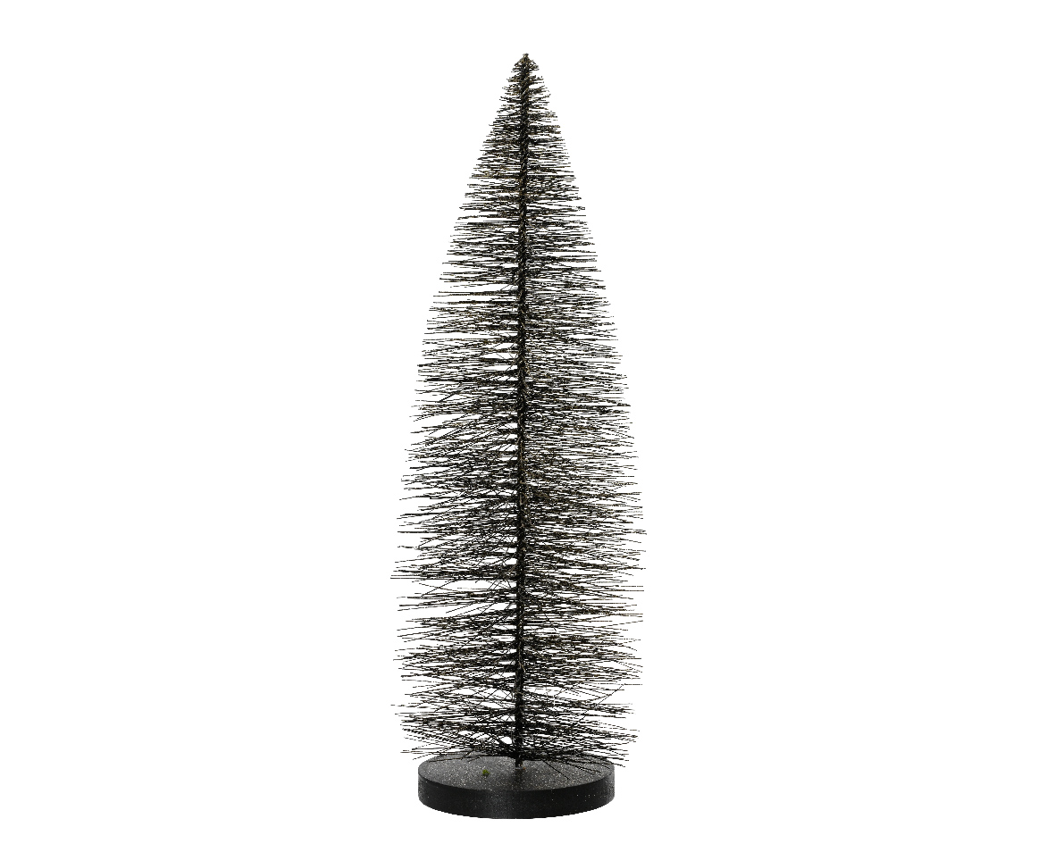 Decoris Decoratief everlands kunstkerstboom Brush Zwart Dia.11x30cm