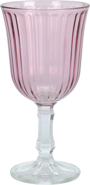 Wijnglazen roze ribbel 240ml doos a 6