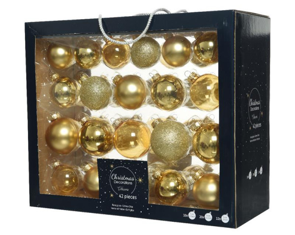 Kerstballenset glas mix licht goud 42 st